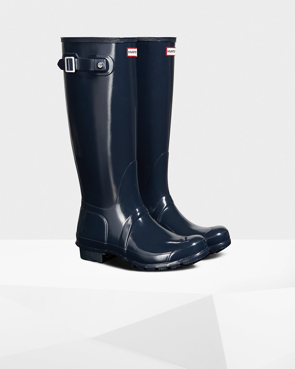 Bottes Hautes de Pluie Hunter Original Gloss Femme Bleu Marine TPSIZKF-01